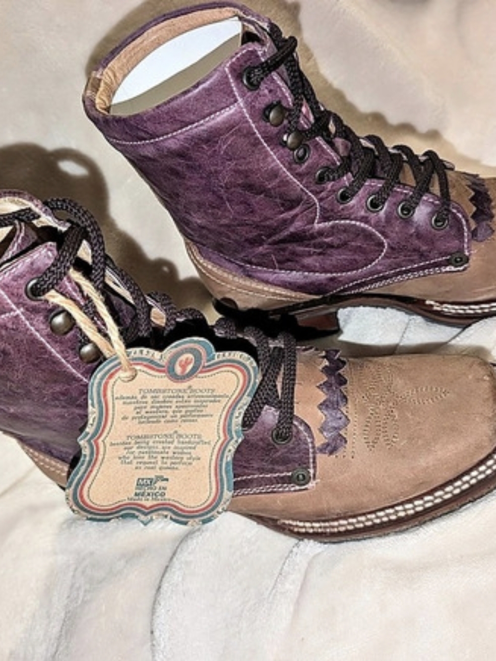 Ariat Tombstone Boots Western Boots in Purple & Brown US 6 Like New